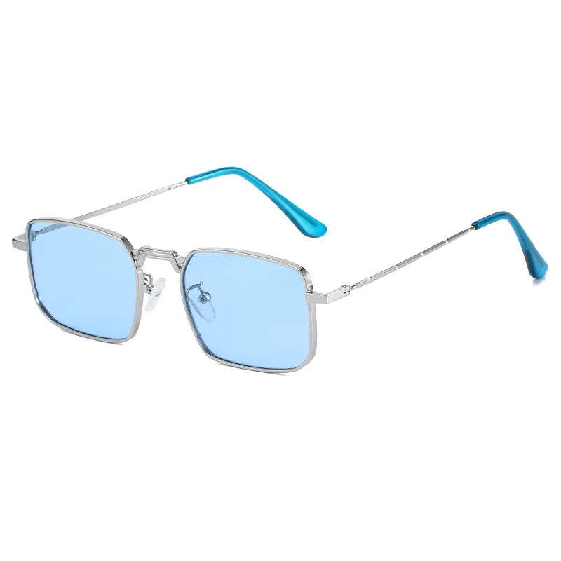 JNPCXI New Square Metal Sunglasses Women Fashion Clear Black Orange Ocean Lens Shades UV400 Men Punk Sun Glasses