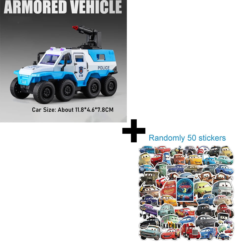 1:36 Conqueror SWAT Armored Vehicle Alloy Diecast Model Toys Car Doors Opened Sound Light Pull Back Cars Festival Gift for Child