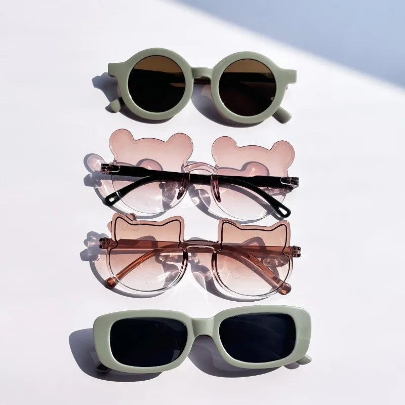 4pcs Cute Round Frame And Bear Ear Shaped Fashion Glasses Perfect for Parties And Birthday And Holiday Gifts