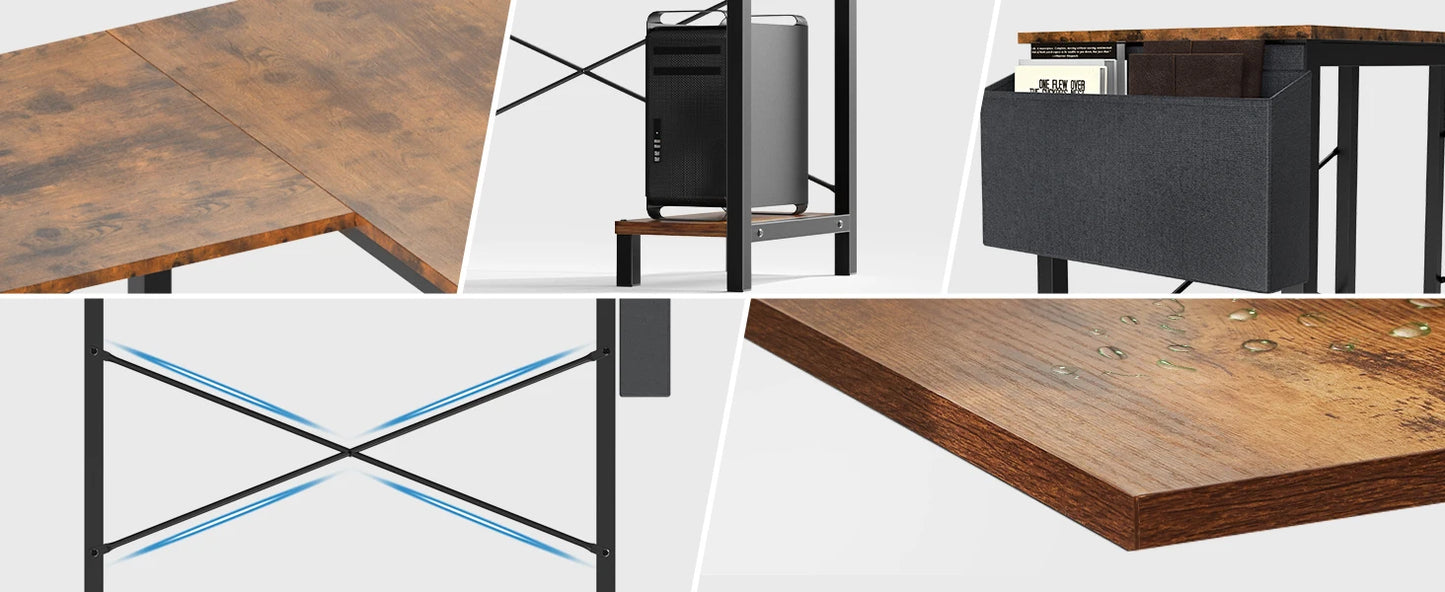 JHK Gaming Corner 50" Office Writing PC Wooden Table with CPU Storage Shelf