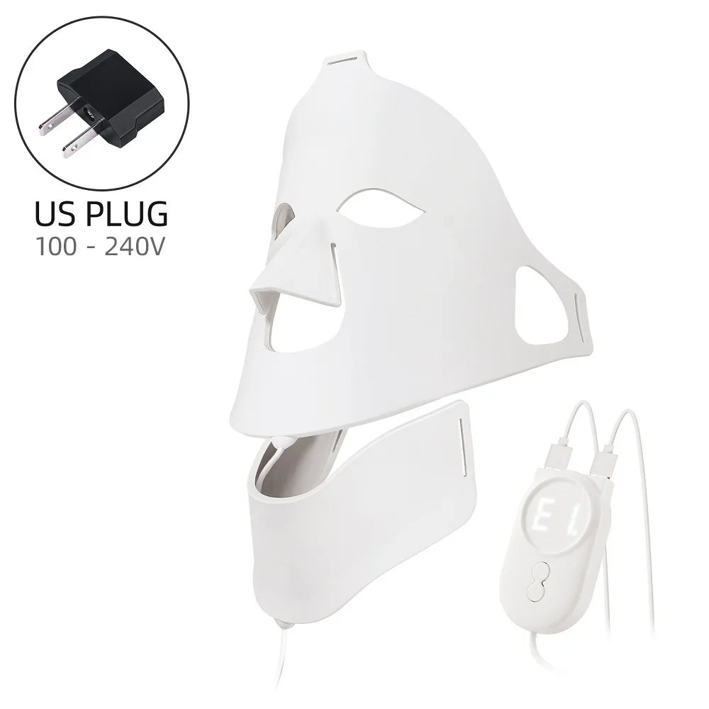Foreverlily Face Neck Silicone LED Mask 7 Colors LED Light Photon Therapy 3D Flexible Facial Beauty Mask Skin Brighten Skin Care