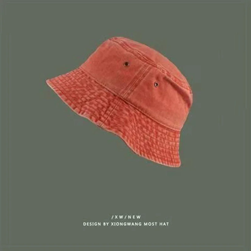 Fashion Washed Denim Hats Unisex Solid Vintage, Fisherman Protection Bucket Hats