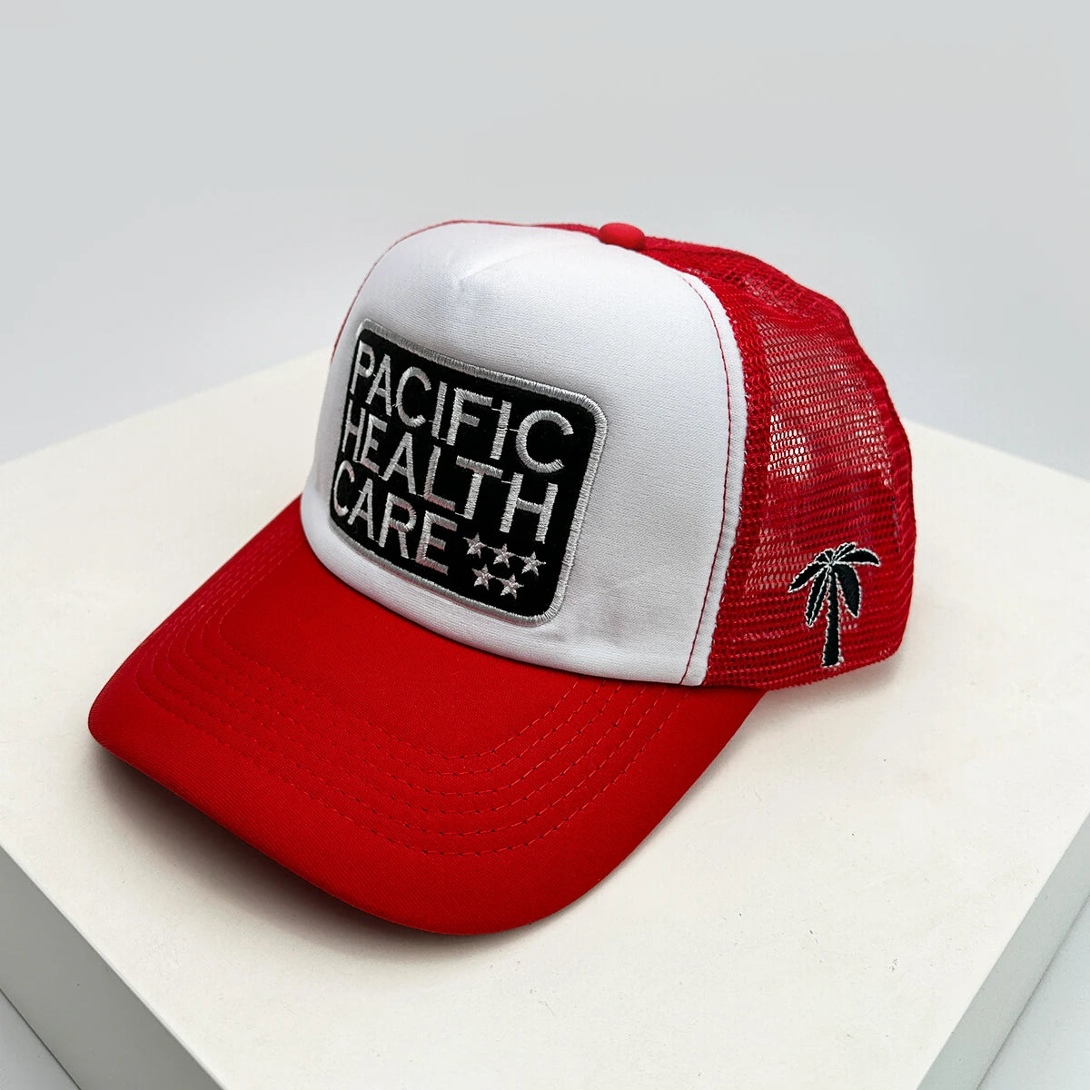 New Unisex Coconut Tree Letter Embroidery Baseball Hats Sunshade Casual Breathable Color Block Trucker Caps Versatile Fashion