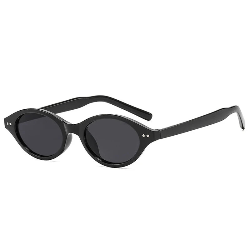 JNPCXI New Retro Small Oval Women Sunglasses Fashion Anti Blue Light Eyeglass Frame Men Trending Rivets Sun Glasses