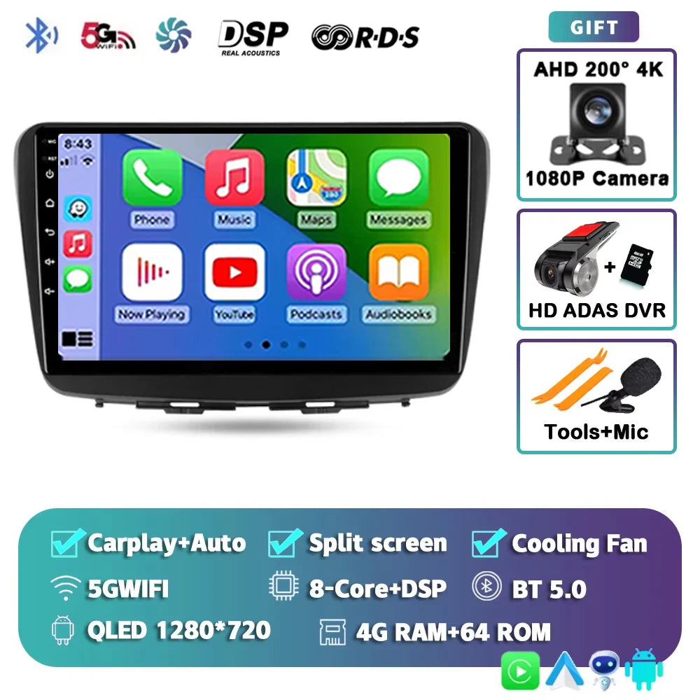 For Suzuki Baleno 2 2015 - 2022 2K 12+256 QLED Android 15 CarPlay Car Radio Multimedia Video Player GPS stereo Head Unit 4G WIFI