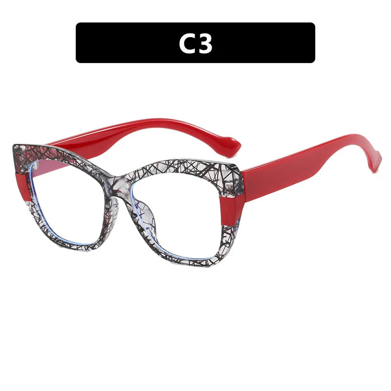 JNPCXI New Fashion Double Color Cat Eye Women Glasses Frame Clear Anti Blue Light Optical Leopard Eyewear