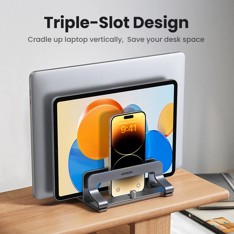 Vertical Laptop Stand For MacBook Air Pro Triple Slots Aluminum Notebook Stand