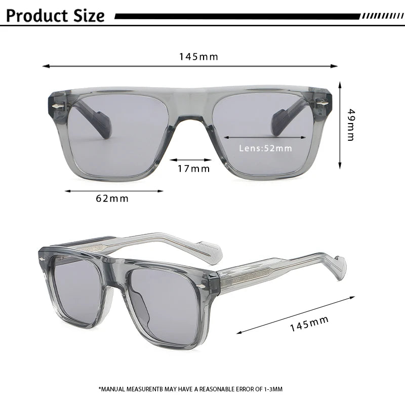 CATERSIDE Trend Sunglasses Men's Large Frame Propionic Core Insert Temple Sun Glasses Women's Party Outdoor Travel Eyewear