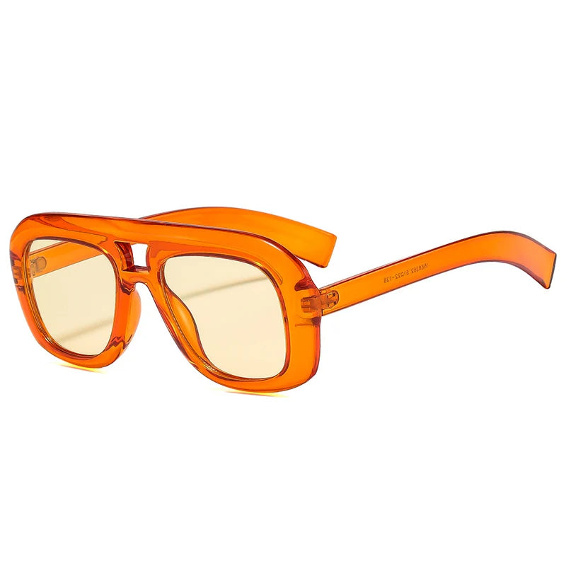 JNPCXI New Retro Double Bridges Square Sunglasses Women Fashion Red Gradient Shades UV400 Men Trending Sun Glasses