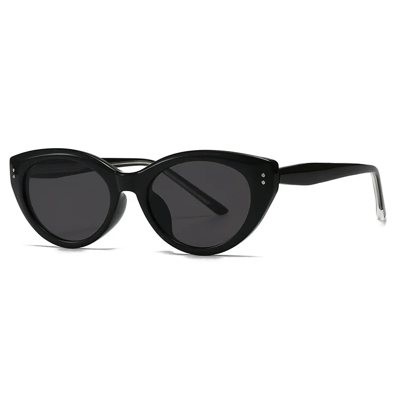 JNPCXI Fashion Cat Eye Jelly Color Women Sunglasses Shades UV400 Fashion Green Gradient Men Punk Rivets Sun Glasses
