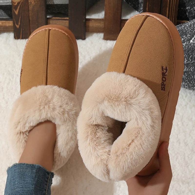 Pink Faux Fur Snow Boots for Women 2025 Warm Thicken Plush Platform Winter Boots Woman Thick Sole Non Slip Cotton Padded Shoes