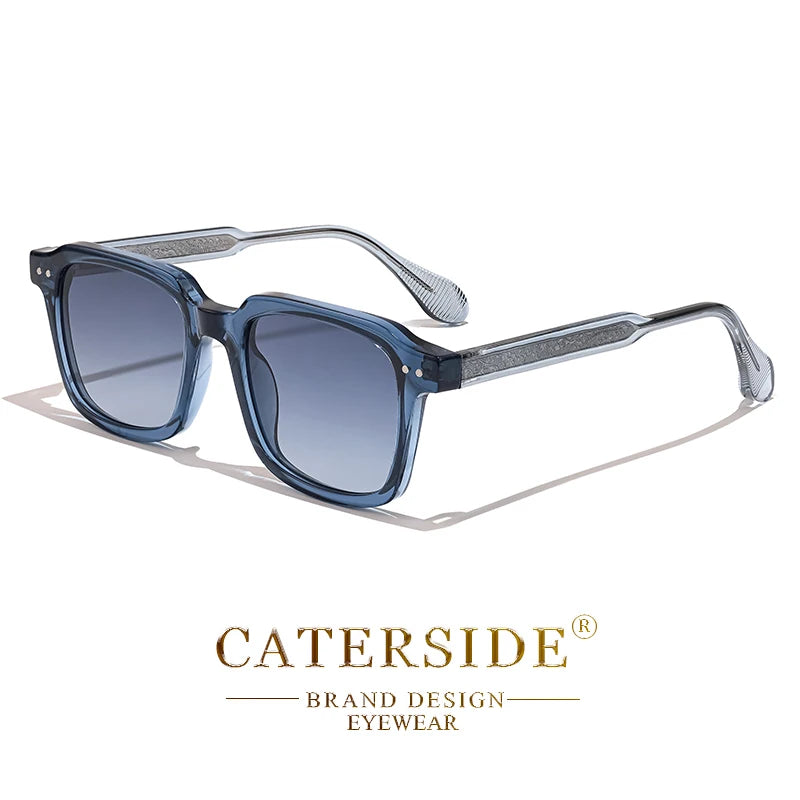 CATERSIDE Retro Sunglasses Men's Square Frame Brand Design Core Insert Temple Sun Glasses Women's Travel Party Holiday Gift