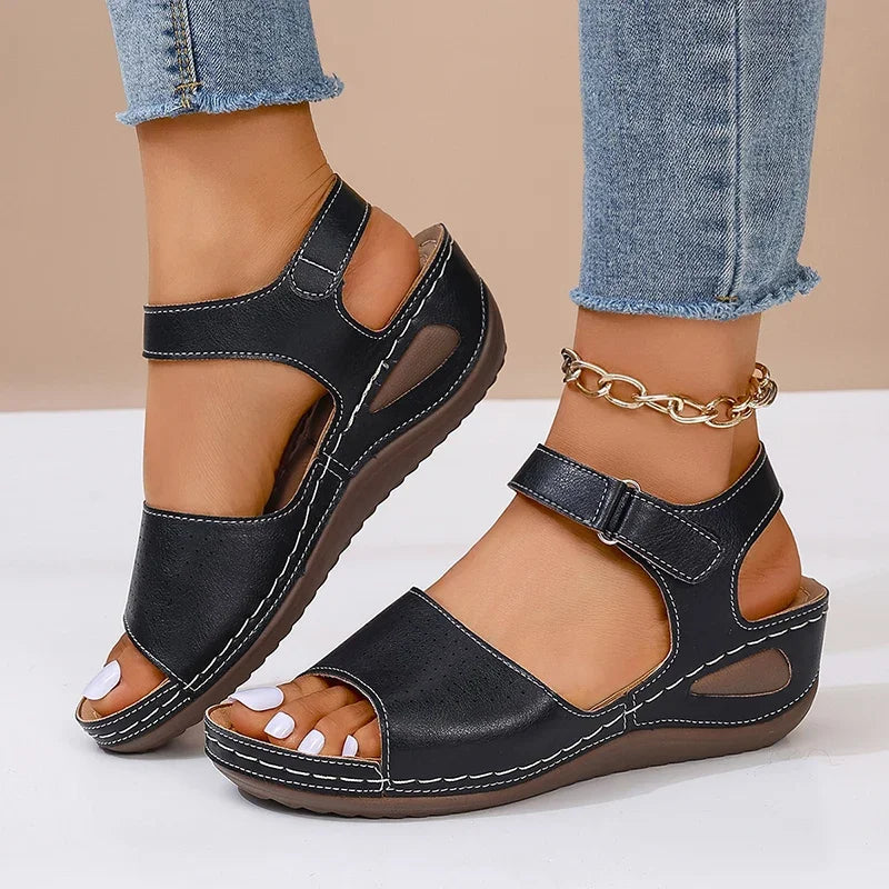 2025 Summer White Wedge Sandals Women Lightweight Hook Loop Platform Sandles Woman Thick Sole Non Slip Beach Sandalias Mujer
