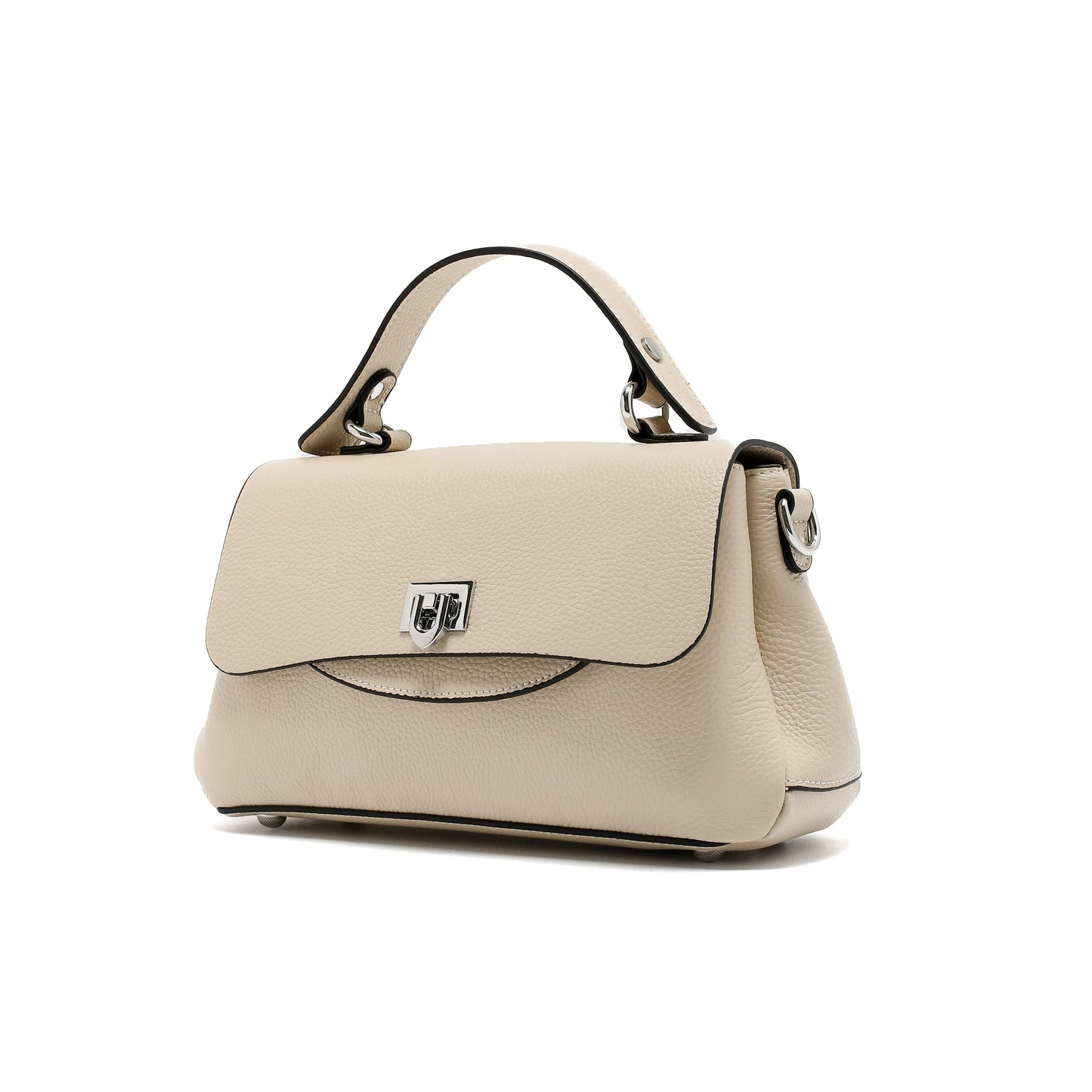 Genuine Leather Mini Crossbody Bag for Women Top Handle Satchel Handbag with Lock Closure Adjustable Strap Small Shoulder Bag
