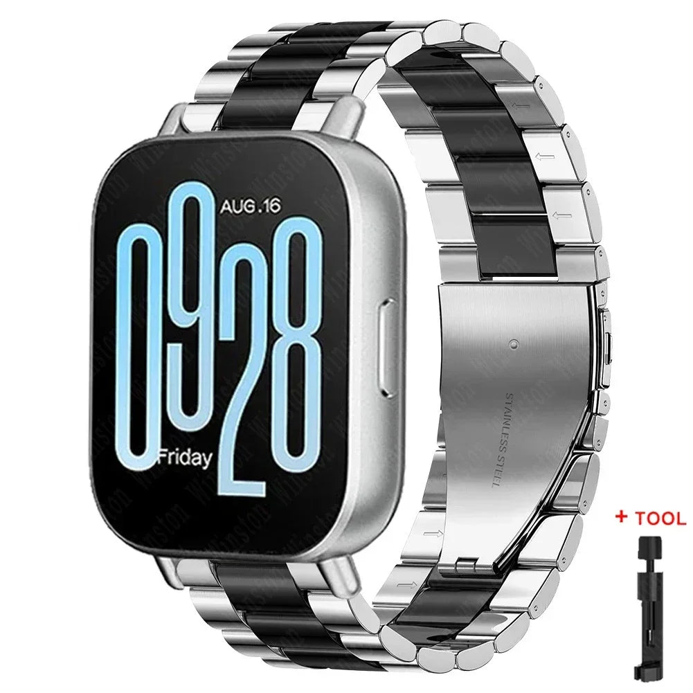 22mm Silver Black Bracelet Strap Redmi Watch 5/5 Lite 3 Active/3 Lite Wristband