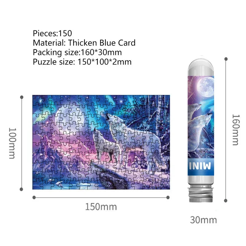 150PCS Mini Test Tube Jigsaw Puzzle The Wolf Decompression Toys Fidget Toys Famous Painting Puzzle Family Game Educational Toy