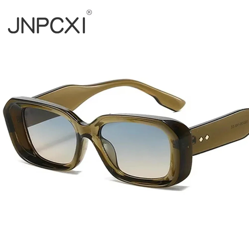 JNPCXI Retro Square Sunglasses Men Fashion Gradient Shades UV400 Women Trending Rivets Sun Glasses
