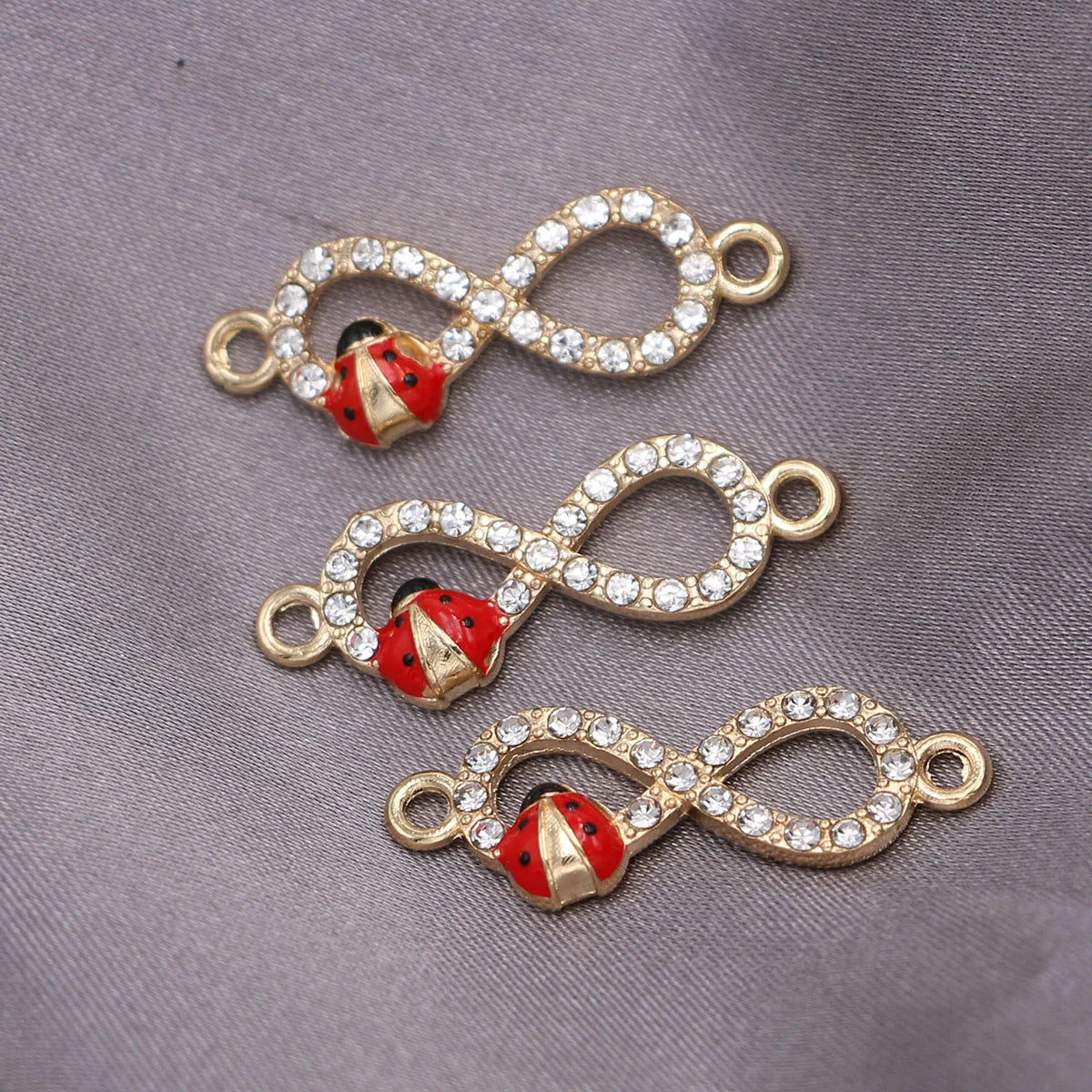 10pcs Gold Plated Ladybug Infinity Charm Connector for Jewelry Making Bracelet DIY Accessories Craft