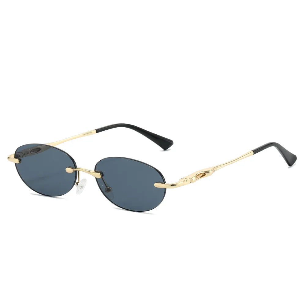 JNPCXI New Retro Fashion Rimless Punk Y2k Oval Sunglasses Women Men Sun Glasses Vintage UV400 Outdoor Shades
