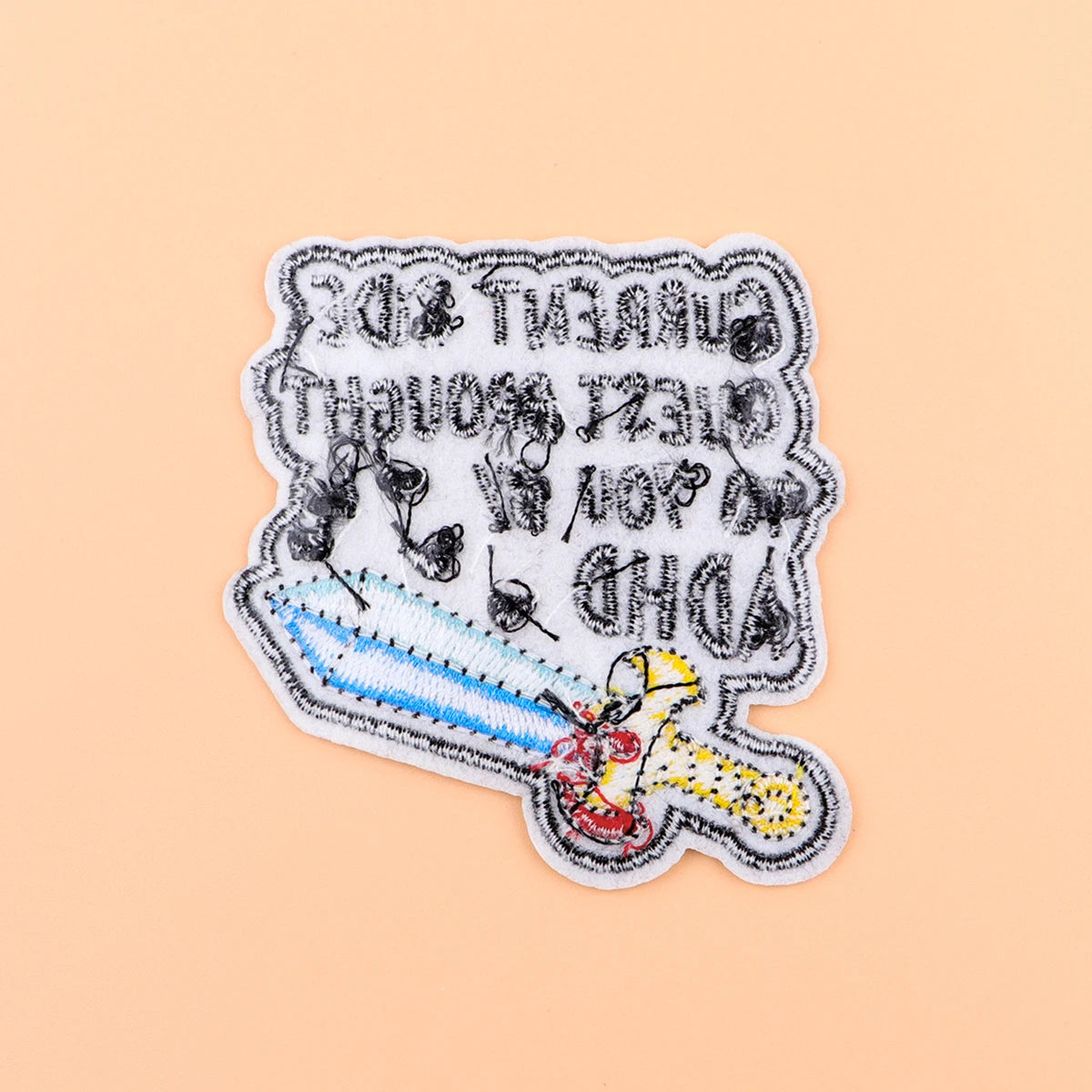 ADHD Quotes Iron On Patch Clothes Patch For Clothing Sword Embroidered Patch Garment Apparel Accessories Sewing Stickers
