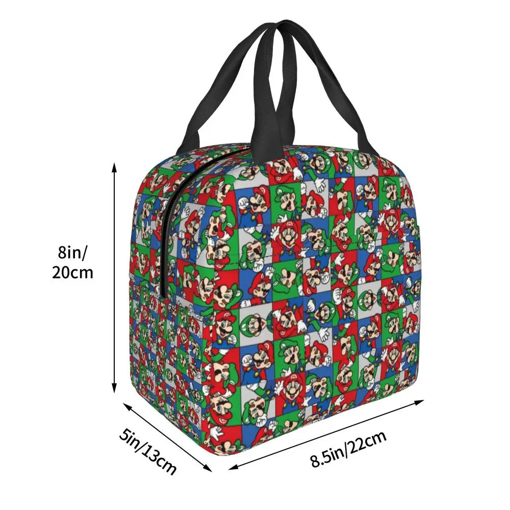 Custom Mario SuperBros Insulated Lunch Bag Reusable Thermal Cooler Lunch Box M22