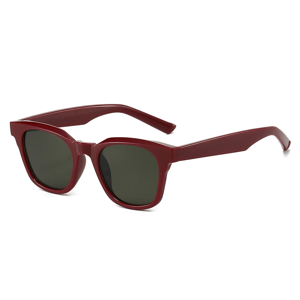 JNPCXI Retro Tr90 Square Jelly Color Sunglasses Women Shades UV400 Fashion Rivets Men Punk Matte Tea Sun Glasses