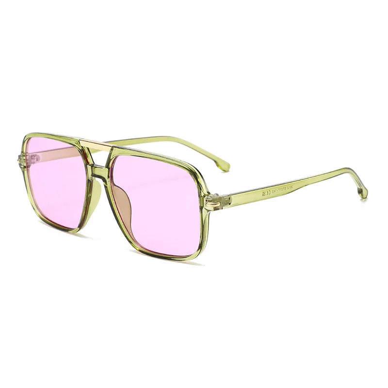 JNPCXI New Fashion Double Bridges Sunglasses Women Square Rivets Orange Gradient Shades UV400 Men Sun Glasses