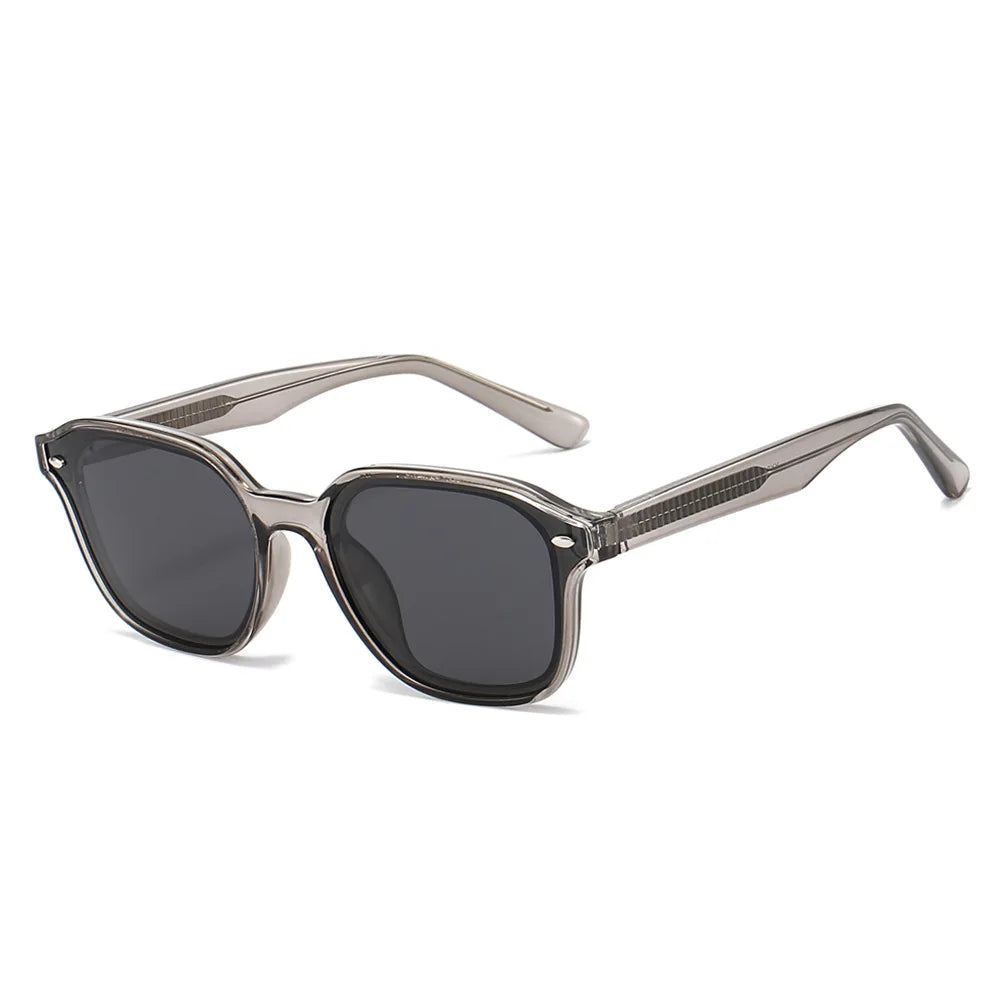 JNPCXI New Polarized Polygon Square Men Sunglasses Retro TR90 Rivets Women Black Shades UV400 Sun Glasses