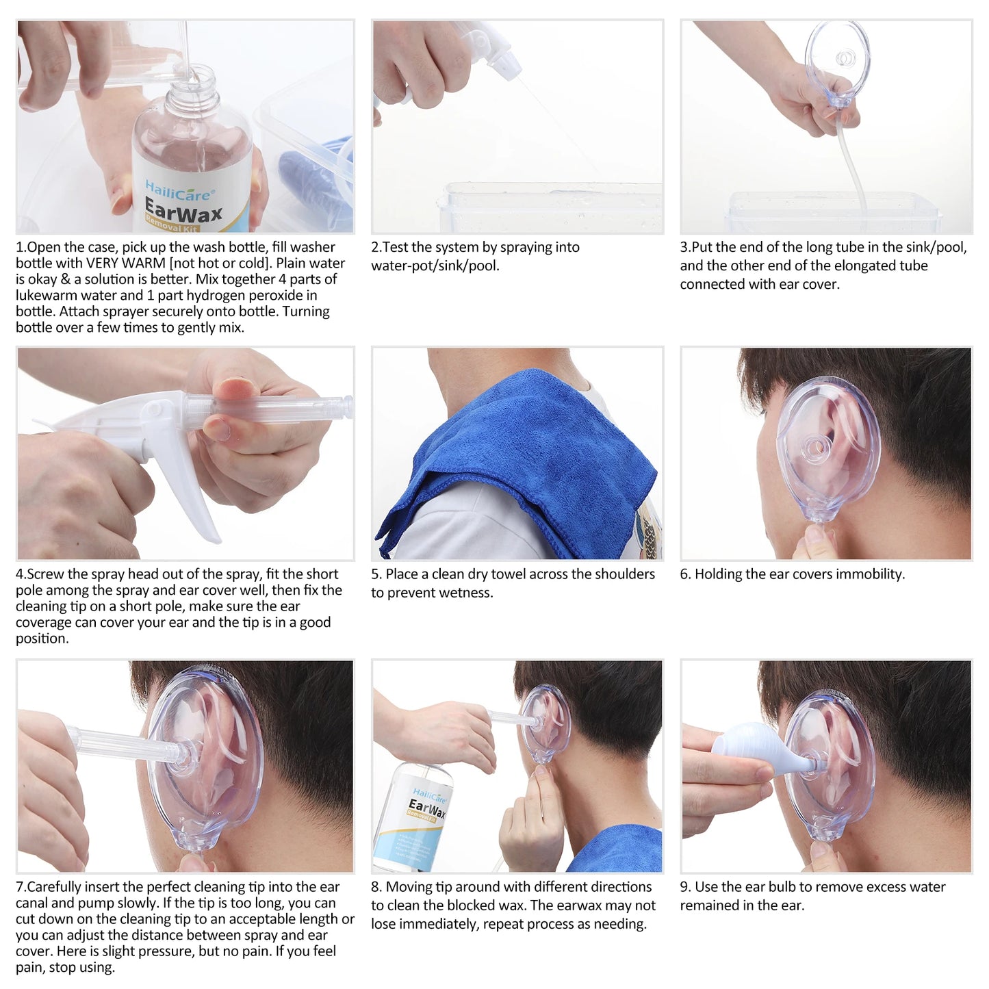 500ml/300ml Ear Cleaner Kit Ear Wax Remover Bottle Ear Irrigation Washer Set for Adults and Kids Ear Cleaning Kit Safe Effective