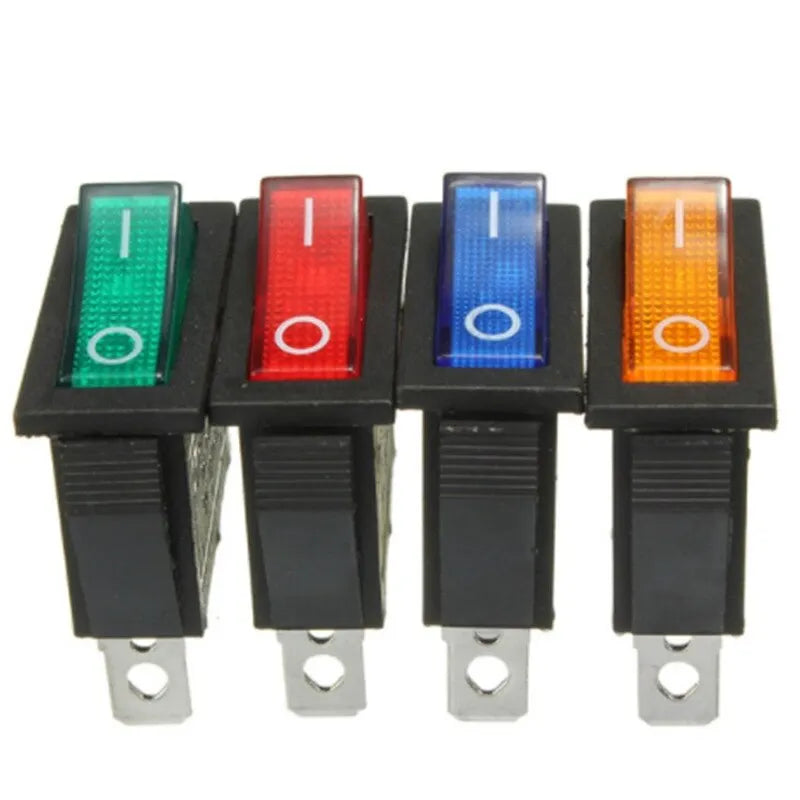8/24Pcs AC 250V/15A 125V/20A Illuminated LED On/Off SPST 3 Pin 2 Position Mini Boat Rocker Toggle Switch Snap for Househould DIY
