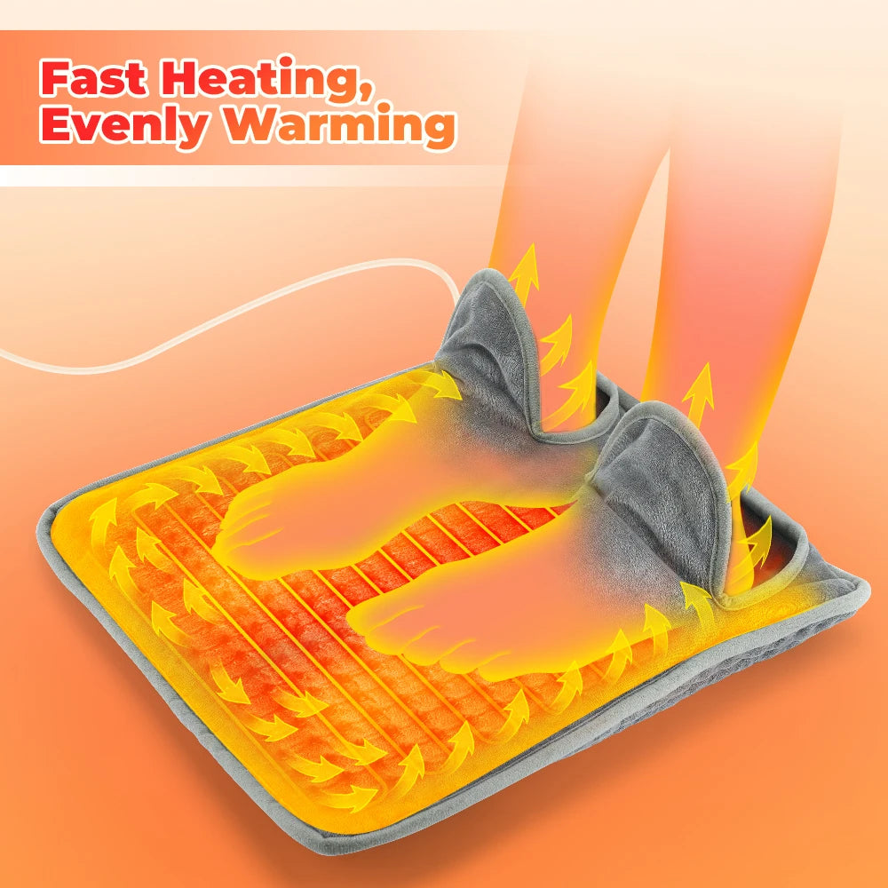 Winter Foot Warm Pad 9-Level Adjust Temperature Fast Heating Remote Control 4-Level Timer Flannel Feet Warmer LCD Display