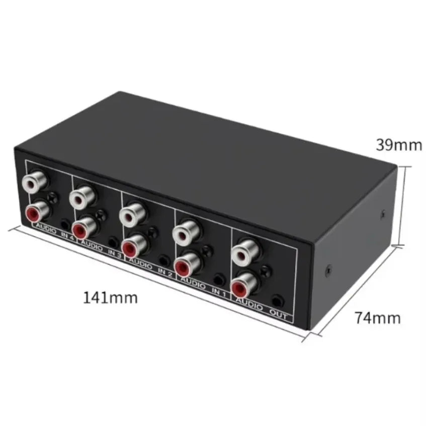 RCA AUX Audio Switcher 4 in 1 Out Stereo Audio selector 4X1 Passive 3.5mm Aux L/R RCA Audio Switch Box Analog Audio Selector