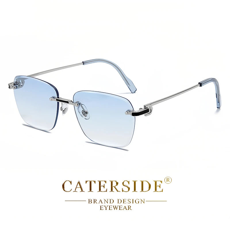 CATERSIDE New Pilot Rimless Sunglasses Men Gradient Sun Glasses Women Retro Business Shopping UV400 Lunette De Soleil Homme