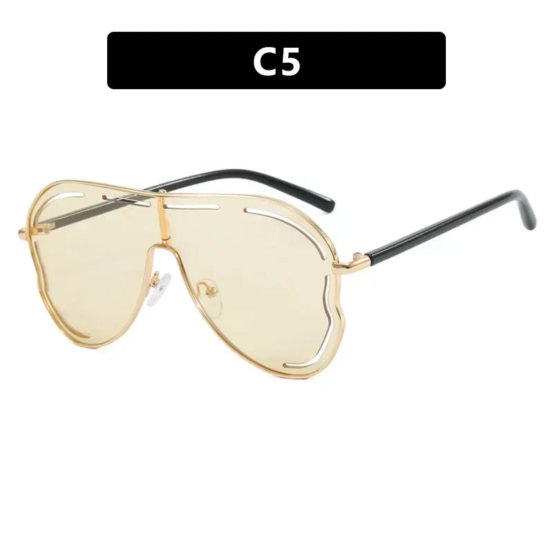 JNPCXI Oversized Retro Pilot Women Sunglasses Fashion Metal Quality Decoration Men Punk Shades UV400 Sun Glasses