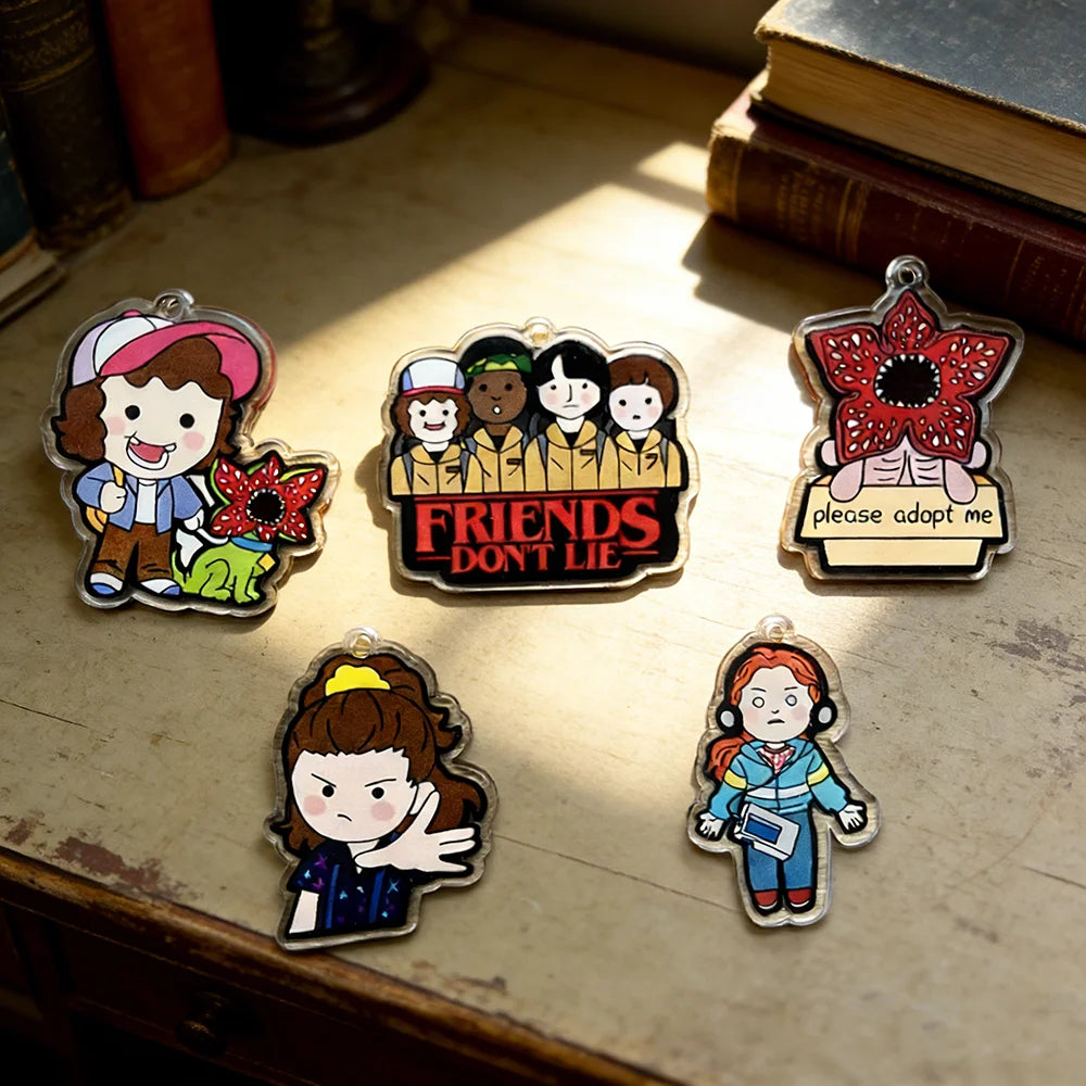 5PCS/Set King Demogorgon Cannibal Flower Acrylic Charms - Cute Horror Pendant for DIY Jewelry Making
