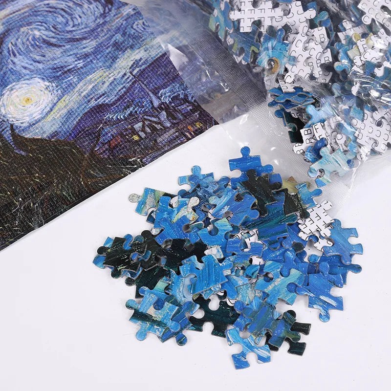 70cm*50cm 1000 Pieces Jigsaw Puzzle 1.1MM Adult Stress Relief Cartoon Landscape Art Painting Puzzle Children's Toys Gift
