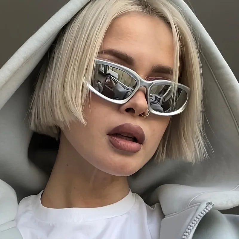 3pcs Y2K style unisex sports glasses, stylish future themed PC frame and lenses suitable for driving and activities