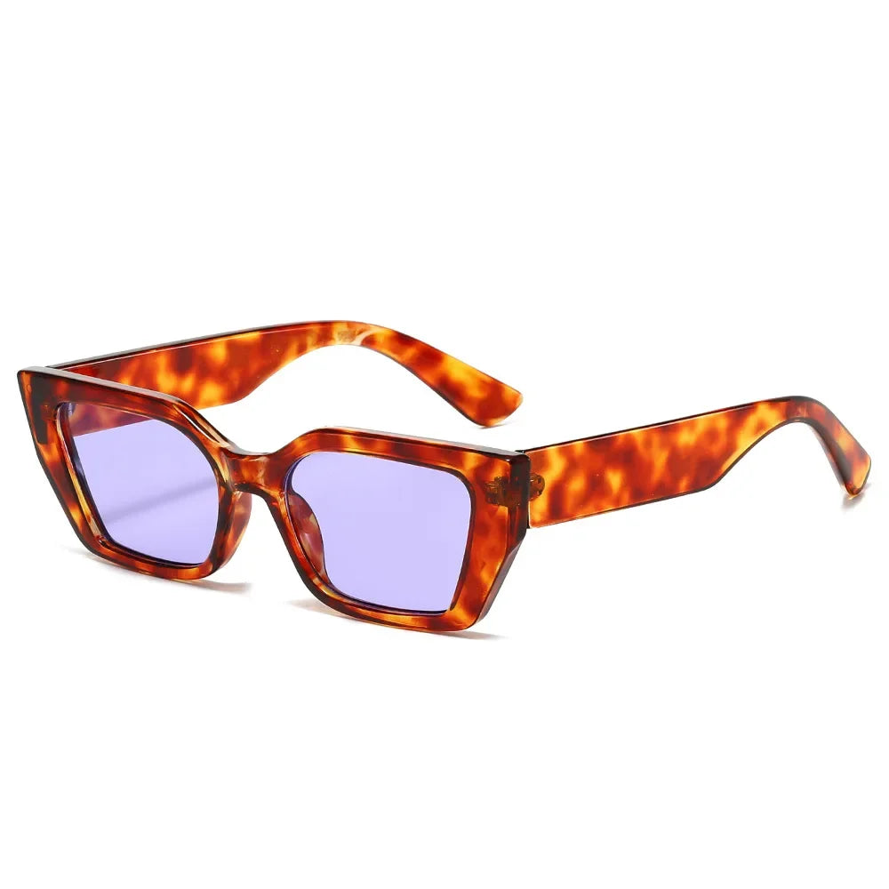 JNPCXI Small Rectangle Women Fashion Sunglasses Gradient Ocean Color Double Color Retro Shades UV400 Men Sun Glasses