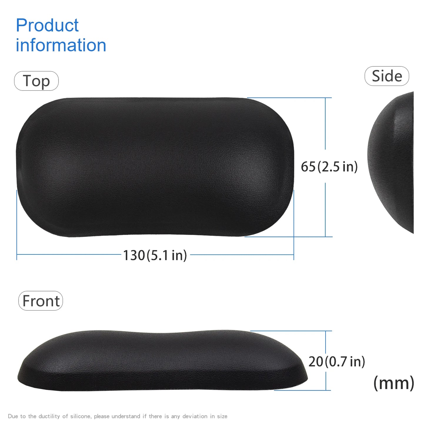 EXCO Silicone Mouse Wrist Rest Support Ergonomic Leather Surface Hand Rest Pad Cushion Non-Slip PU Base for Gaming Office Laptop