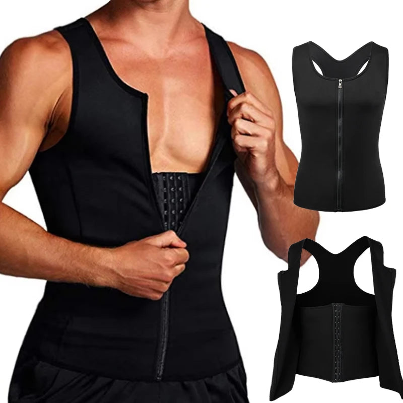 Men's Slimming Compression underTank Top Shaper Vest with Zipper & Back Support