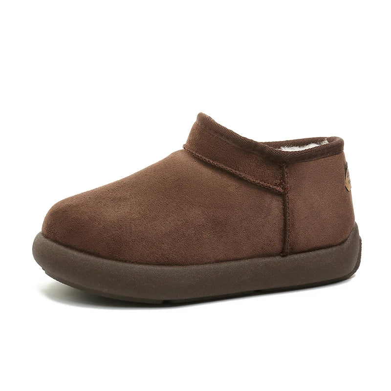 Thick Bottom Faux Suede Snow Boots Women 2025 Slip On Warm Short Plush Ankle Boots Woman Anti Slip Winter Cotton Padded Shoes