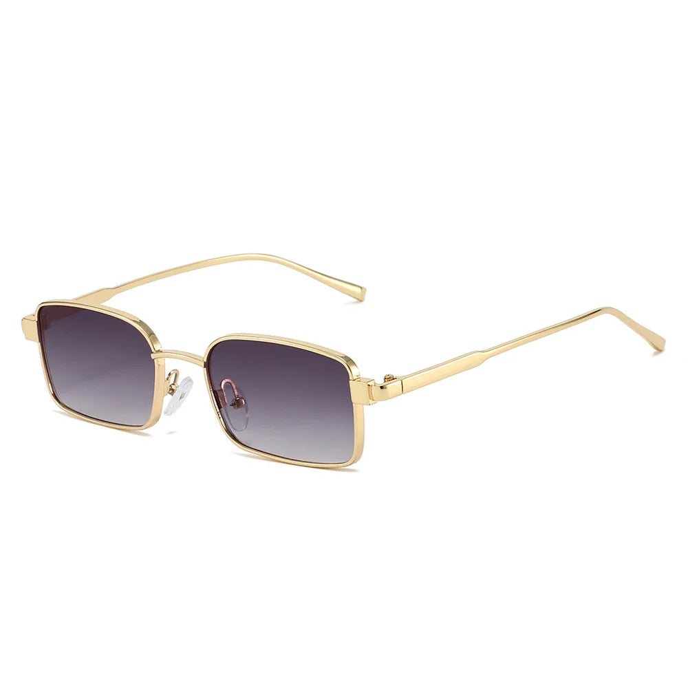 JNPCXI New Metal Rectangle Women Sunglasses Fashion Silver Blue Gradient Shades UV400 Men Punk Sun Glasses