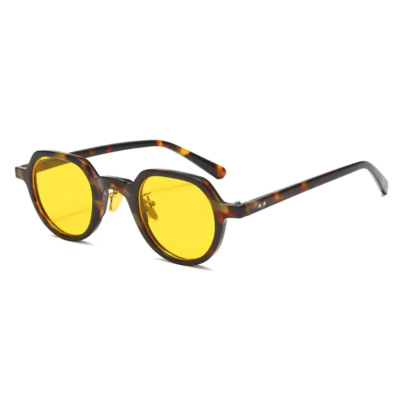JNPCXI New Fashion Round Sunglasses Women Ocean Lens Leopard Blue Eyewear Men Trending Rivets Punk Sun Glasses