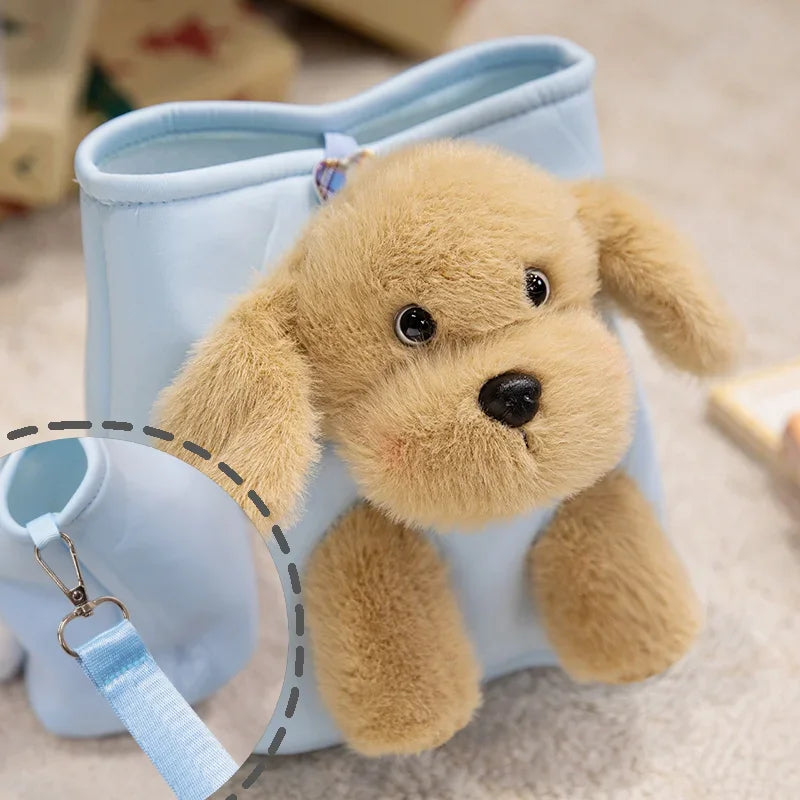 Kawaii Dog Plush Toy Pouch Storage Bag Hide-and-seek Animal Dog Plush Stuffed Doll With Snack Bag Intresting Toy Birthday Gifts