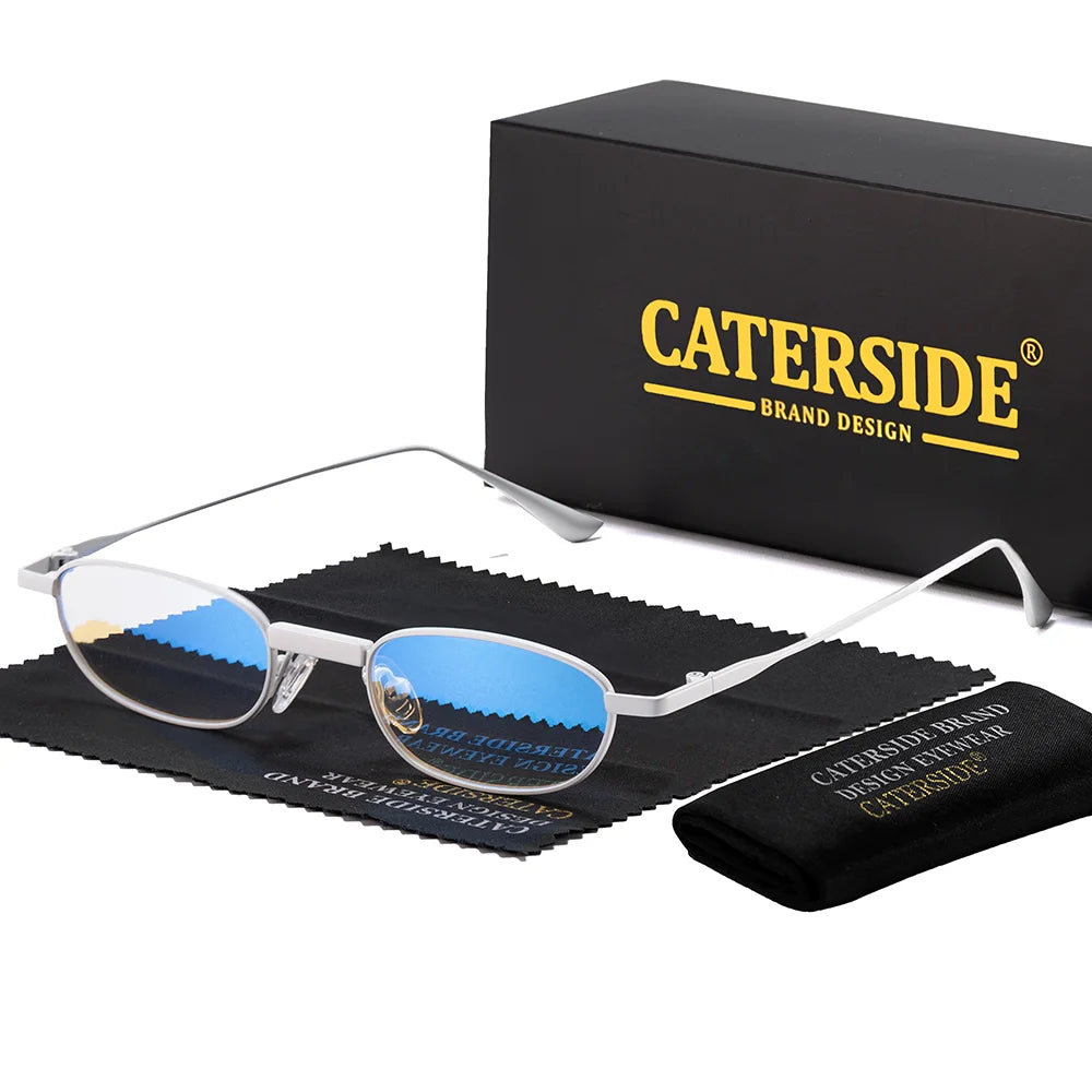 CATERSIDE Men's Hip Hop Sunglasses Premium Metal Small Frame Women's Travel Business Party Holiday Gift Decorative Glasses UV400