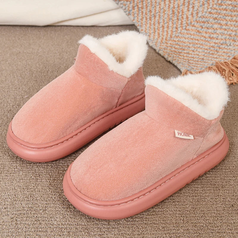 Thicken Plush Winter Snow Boots Women 2025 Slip On Warm Platform Cotton Padded Shoes Woman Comfort Soft Sole Fluffy Ankle Boots