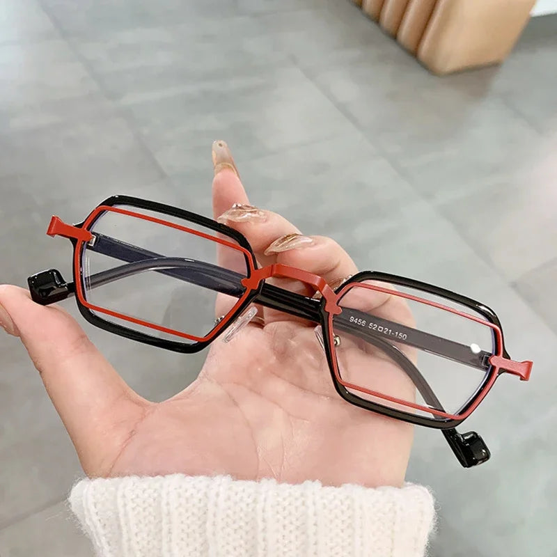 JNPCXI New Retro Small Punk Square Sunglasses Women Shades UV400 Fashion Clear Lens Men Anti Blue Light Eyeglass Frame