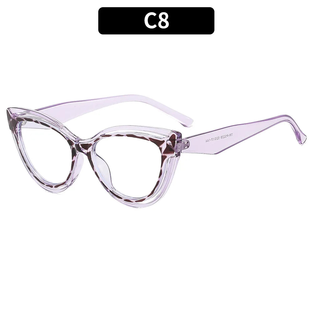JNPCXI New Fashion TR90 Cat Eye Women Anti Blue Light Glasses Frame Retro Men Optical Luxury Eyewear
