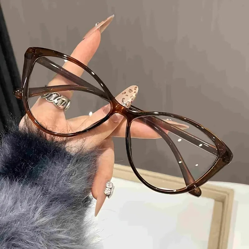 Cat Eye Fashion Glasses Transparent Lenses Women's Decorative Eyewear Stylish for Daily Wear