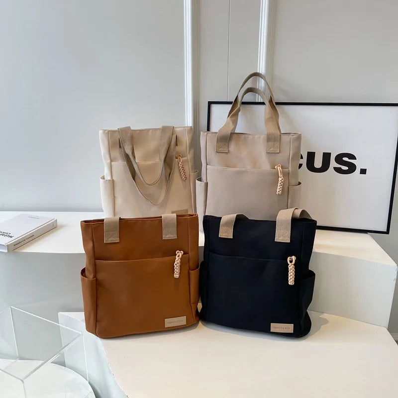 Large Capacity Lightweight Canvas Bag New Waterproof Solid Color Tote Bags Canvas Handbag Shoulder Bag for Work School Travel